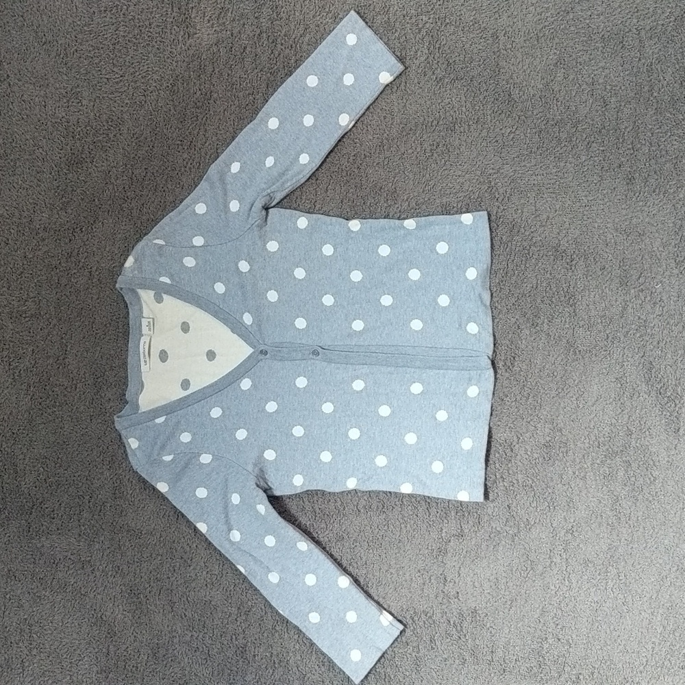 Liz Claiborne Baby Blue & White Polka Dot Cardigan